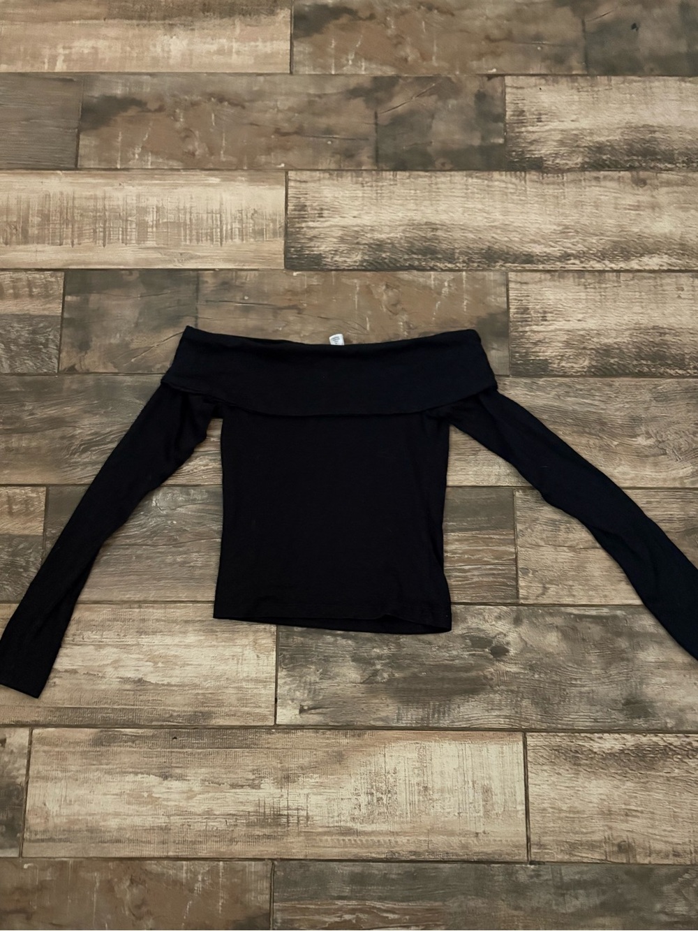 Full Tilt Black Off-Shoulder Long Sleeve Top